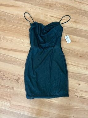 Windsor Black Sparkle Cowl Mini Dress